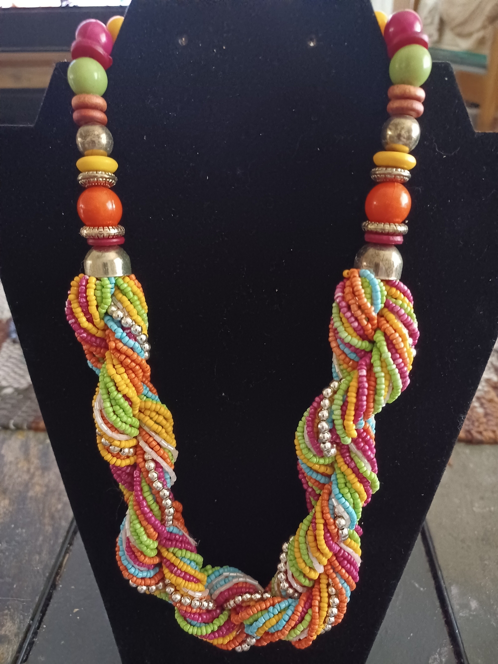 Boho Multicolor Beaded Twist Necklace - Women Jewelry